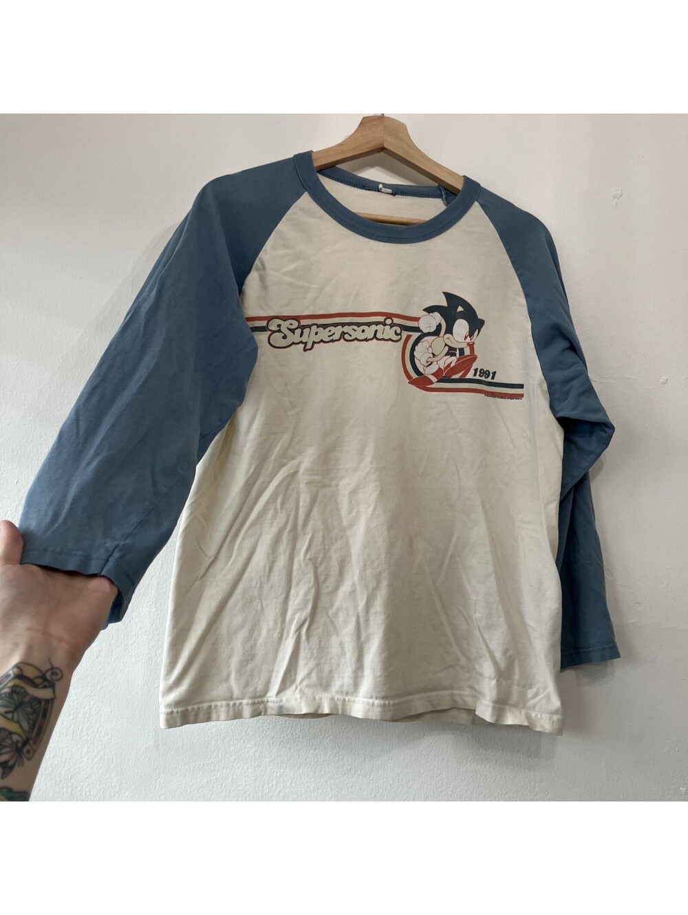 Vintage Sonic the Hedgehog Supersonic 1991 Baseball Tee Shirt Medium